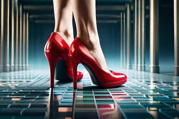 Vrouwelijke benen met een rode hoge hak Gemaakt met generatieve Ai-technologie