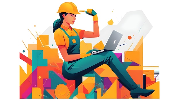 Vrouwelijke bouwer vector illustratie op witte achtergrond