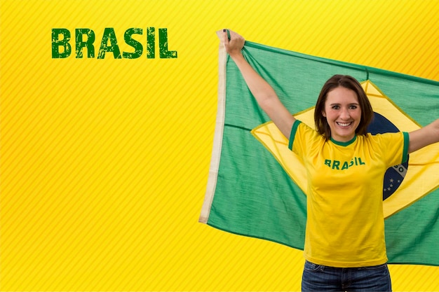 Vrouwelijke Braziliaanse fan viert feest