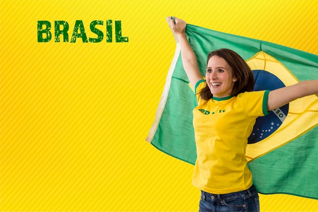 Vrouwelijke Braziliaanse fan viert feest