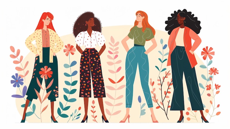 Foto vrouwelijke concept illustratie mooie vrouwen in verschillende poses