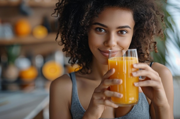 Vrouwelijke consumptie van biologisch aminozuurvitaminepoeder met citrusgeur als vloeibare maaltijd na de training voor gewichtsverlies en boost van het immuunsysteem