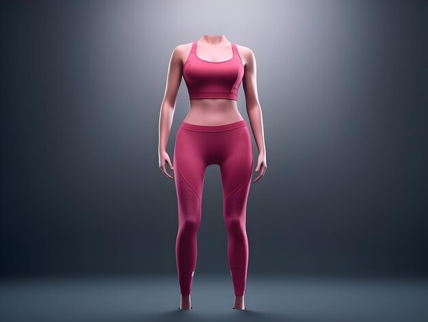 Vrouwelijke fitnesspak 3D vrouwelijke fitnesspak mockup vrouwelijke gym- en sportpak mock-up