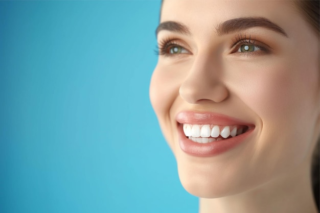 vrouwelijke glimlach met perfecte witte tanden