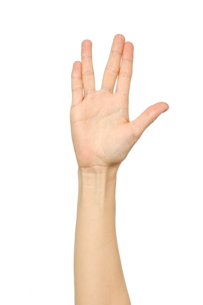 Vrouwelijke hand met Vulcan Salute