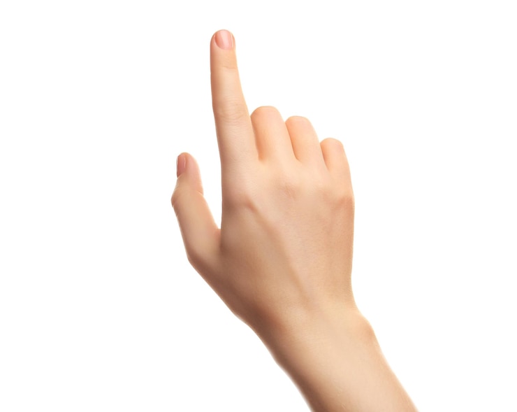 Foto vrouwelijke hand op witte achtergrond