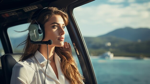 Vrouwelijke helikopterpiloot Mooie illustratie Generatieve AI