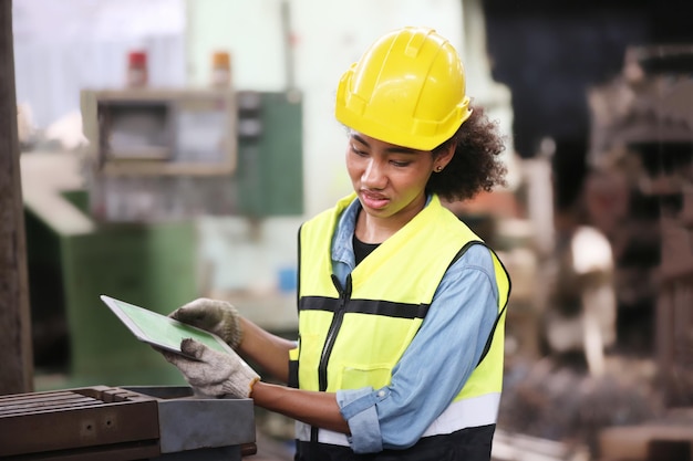 Vrouwelijke ingenieurs die in de industriefabriek werken