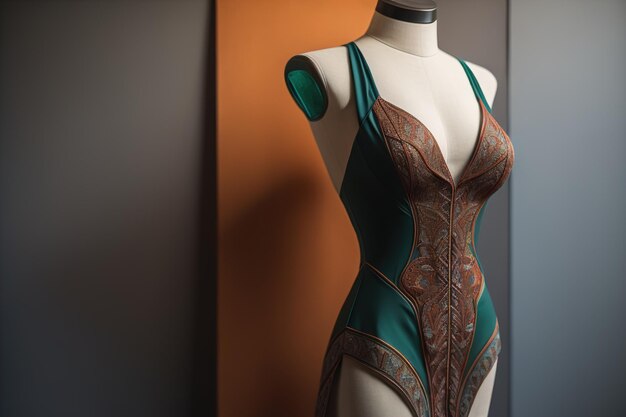 Vrouwelijke lingerie op een mannequin in een winkelvenster generatieve ai