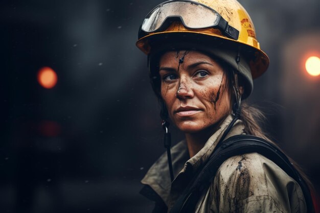 vrouwelijke mijnwerker in helm Generatieve AI