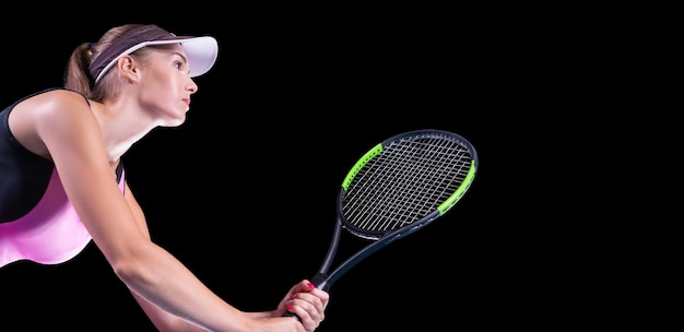 Vrouwelijke speler met een tennisracket