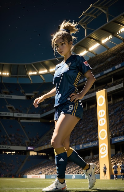 Vrouwelijke voetballer Mooie vrouwelijke voetbalspeler