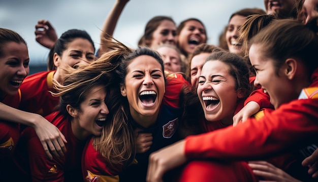 vrouwelijke voetballers die de gedeelde emoties onder spelers laten zien