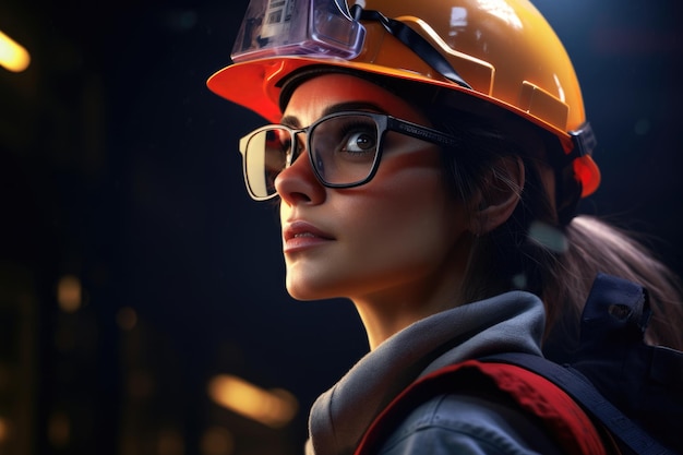 Vrouwelijke werknemer biedt veiligheidsbril aan
