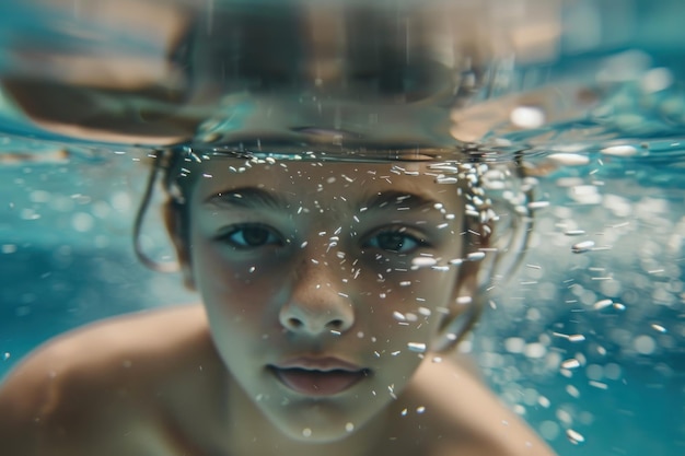 Vrouwelijke zwemmer bij het zwembad Onderwaterfoto