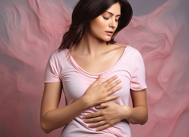 Vrouwen controleren borstkankerknobbels met de hand bij borstkankerzorg