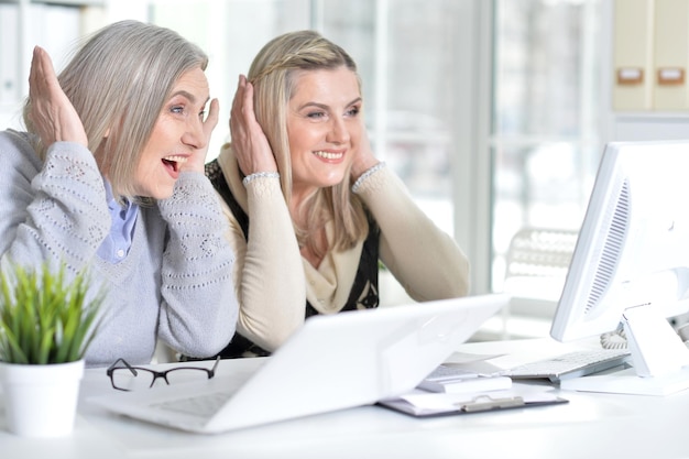 Vrouwen die laptop en computer gebruiken