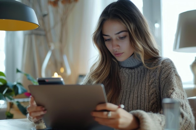 Vrouwen die multitasken met technologie voor werk en studie