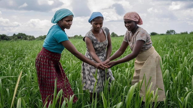 Vrouwen die samenwerken op het platteland