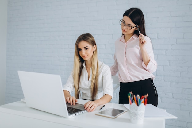 Vrouwen die werken op laptop