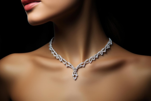 Vrouwen hals met een diamanten ketting