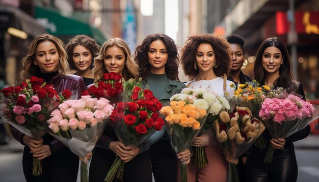 vrouwen in een drukke stedelijke omgeving