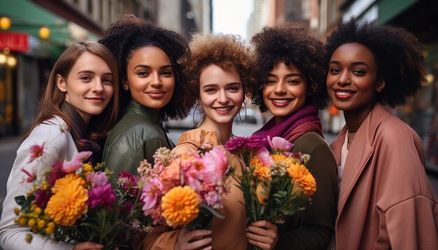 Foto vrouwen in een drukke stedelijke omgeving