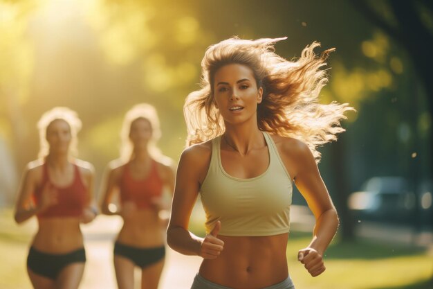 vrouwen joggen in het park cardio generatieve ai