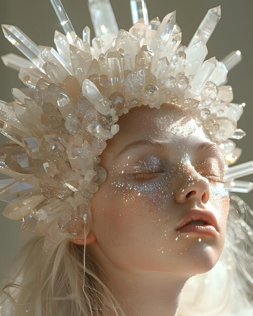 Vrouwen kapsel versierd met een kroon van kristallen