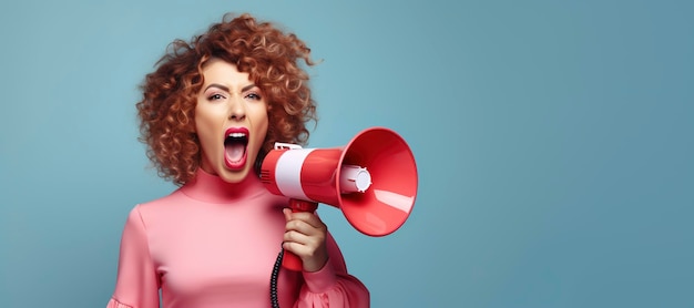 Vrouwen schreeuwen in megafoon