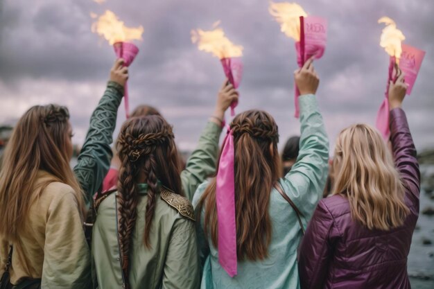 Vrouwen toeristen zitten aan de rivier omringd door rivieren en bergen