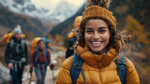 Vrouwen wandelen vreugdevol samen in de open lucht Generatieve AI