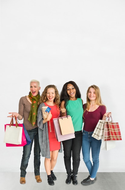 Vrouwen winkelen consumerende consumentisme Shopaholic Concept