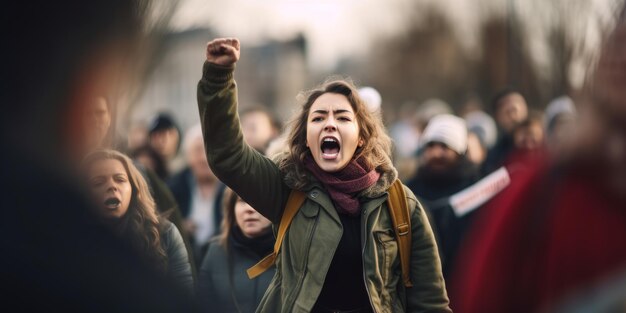 Foto vrouwenactivisten demonstreren voor vrouwenrechten generatieve ai