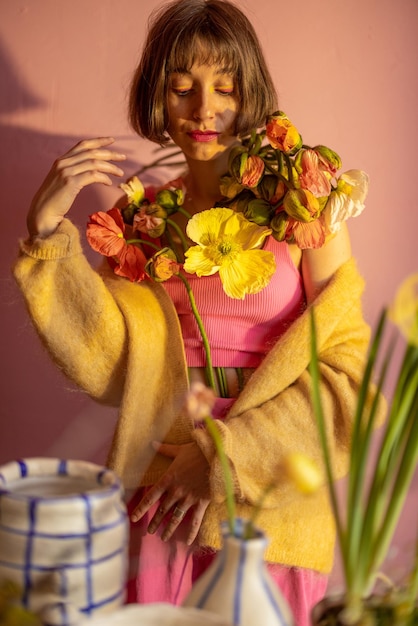 Vrouwenportret met bloemen