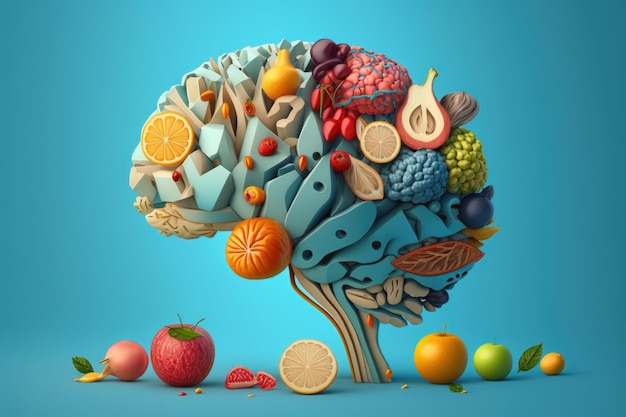 Vruchten die een creatief brein vormen Gezond eten als voeding om het geheugen te verbeteren Generatieve ai