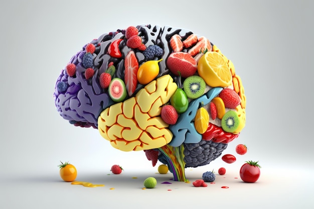 Vruchten die een creatief brein vormen Gezond eten als voeding om het geheugen te verbeteren Generatieve ai