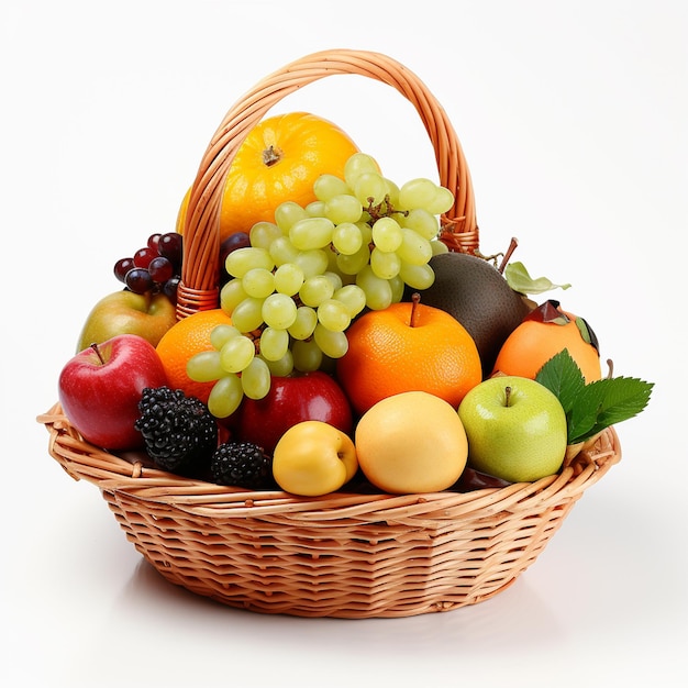 Vruchten in een fruitmand Witte achtergrond