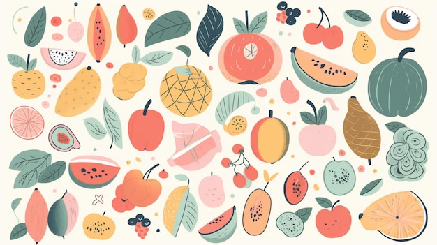 Vruchten Vector illustratie Doodle Set