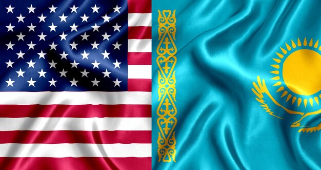 VS en Kazachstan vlag zijde