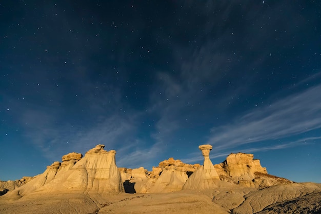 VS, New Mexico, San Juan Basin, Valley of Dreams, Badlands, Ah-shi-sle-pah Wash, zandsteenrots voor