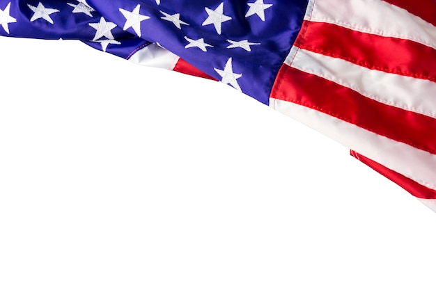 VS of Amerikaanse vlag geïsoleerd op een witte achtergrond met uitknippad