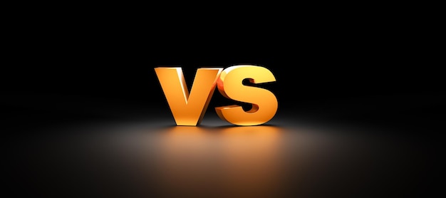 Foto modello di banner di battaglia vs versus su sfondo nero confronto prodotti versus o battaglia vs su sfondo scuro per la competizione tra concorrenti di squadra e combattenti rendering 3d