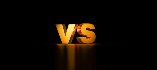 Foto modello di banner di battaglia vs versus su sfondo nero confronto prodotti versus o battaglia vs su sfondo scuro per la competizione tra concorrenti di squadra e combattenti rendering 3d