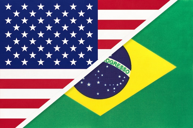 Foto vs versus brazilië nationale vlag. relatie tussen twee landen.