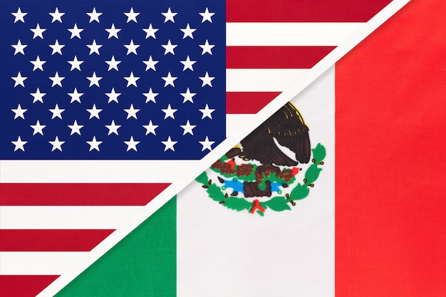 Vs versus mexico nationale vlag. relatie tussen twee landen.