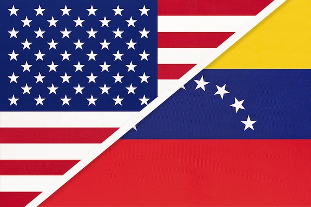 VS versus nationale vlag van Venezuela. Relatie tussen twee landen.
