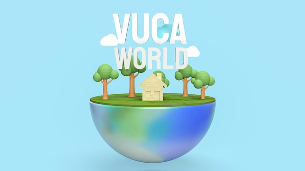 추상적 인 배경 개념 3d 렌더링에 대한 vuca 세계 흰색 텍스트