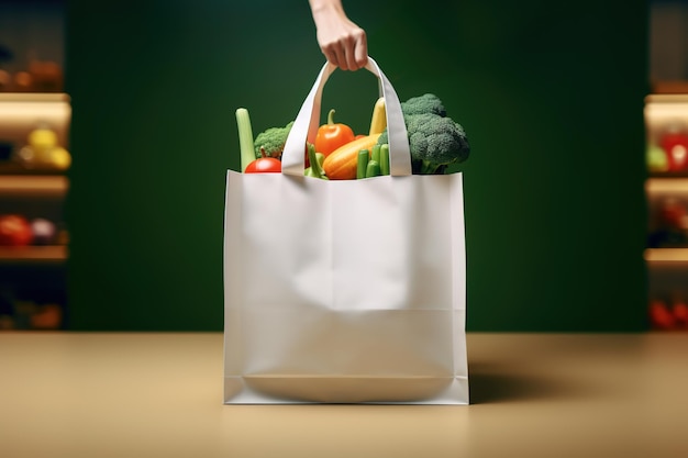 Vul verschillende groenten met milieuvriendelijke zakken