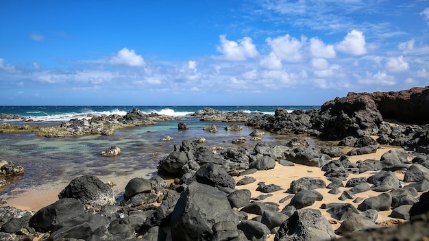 Vulkanisch strand in Hawaï. Verenigde Staten